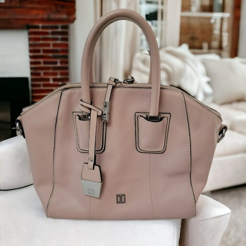 Ivanka Trump Taupe Pebbled Leather Satchel